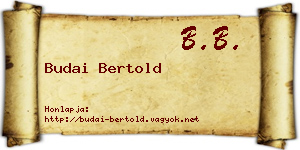 Budai Bertold névjegykártya